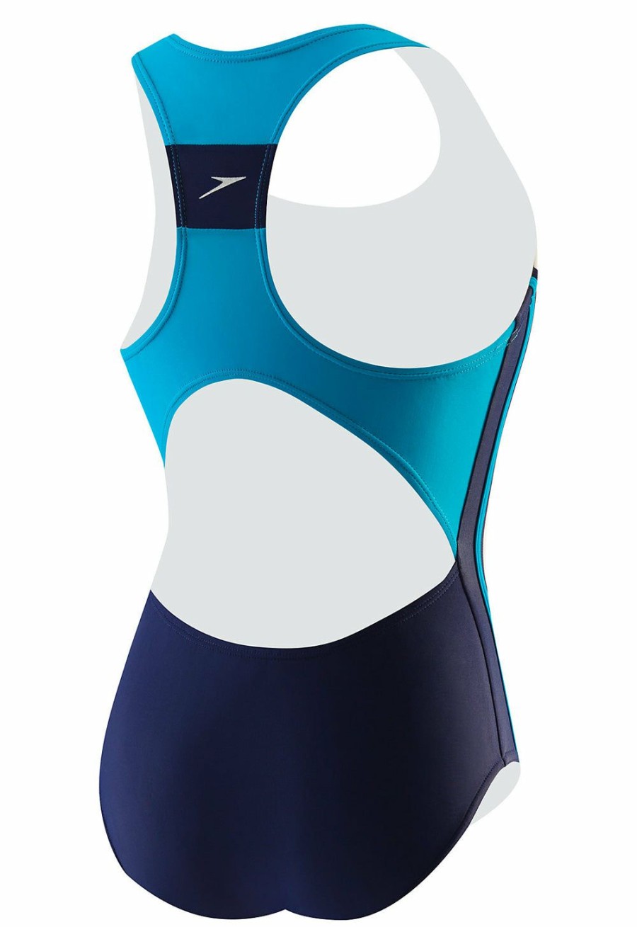 Kids * | Limited Edition Speedo: Girls One Piece Infinity Splice Tank Deep Water