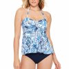 Women * | Low Price Penbrooke: Royal Affair Bandeau Flyaway Tankini Top Blue