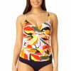 Women * | Low Price Anne Cole: Palm Party Surplice Tri Tankini Top Multi