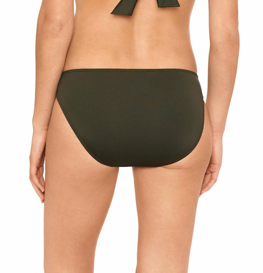 Women * | Unique Lauren: Beach Club Solid Ring Hipster Bikini Bottom Olive