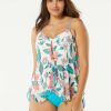 Women * | Special Offers Beach House: Vineyard Floral Kerry Mesh Layer Tankini Top White