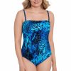 Women * | Low Price Longitude: One Piece Natural Riches Side Shirred Bandeau Swimsuit Blue