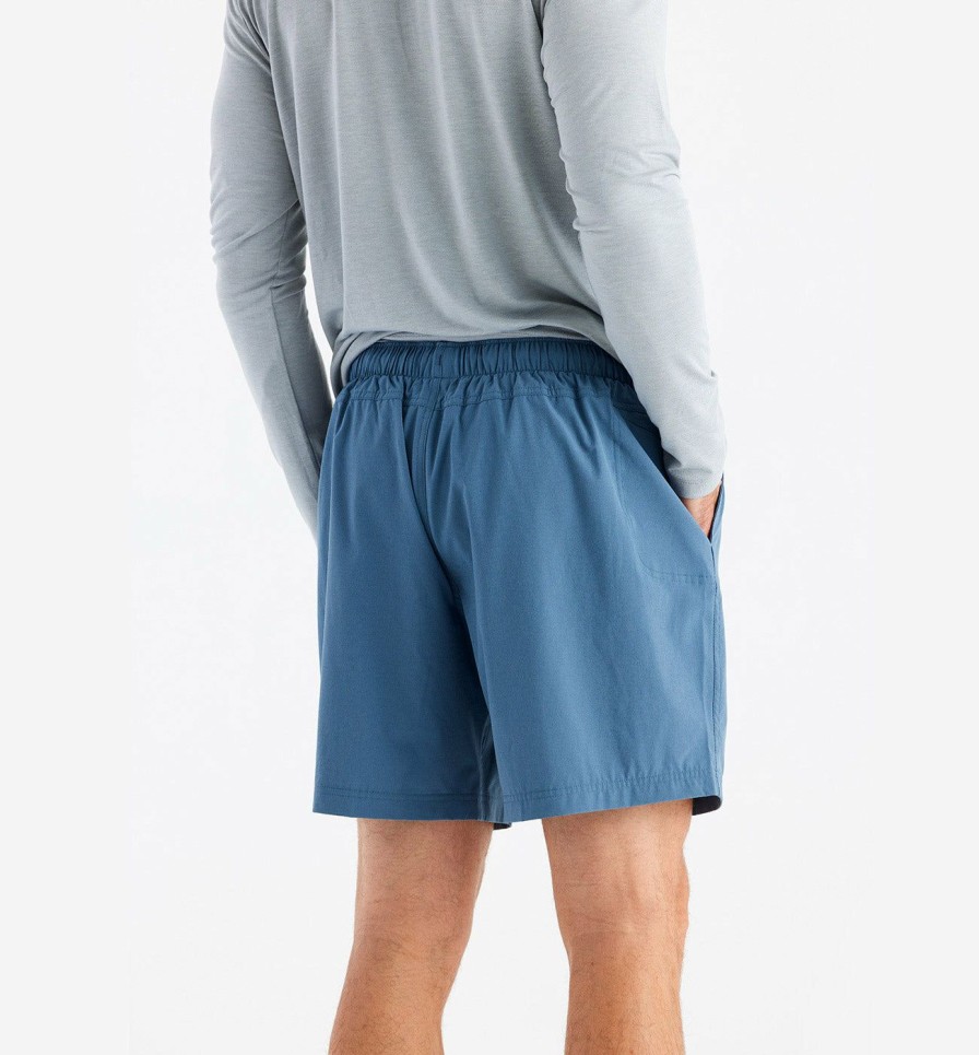 Men * | Unique Free Fly: Men'S Lined Breeze 7 Short Pfcblue