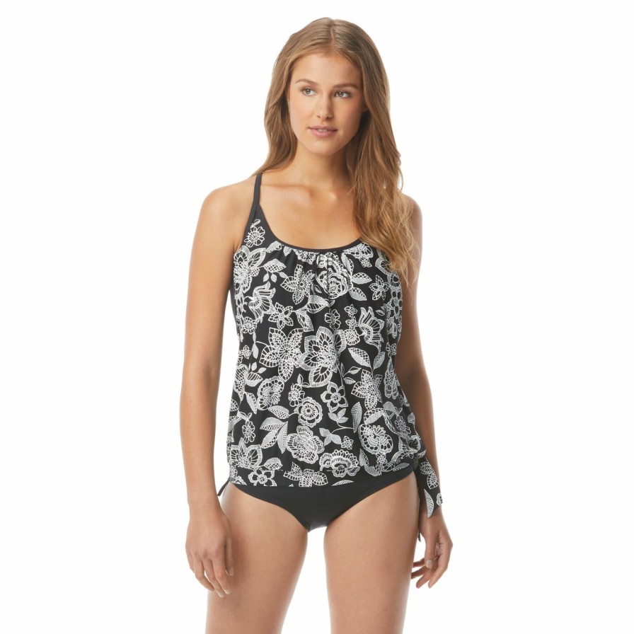 Women * | Special Offers Beach House Sport: Field Day Double Layer Tankini Black