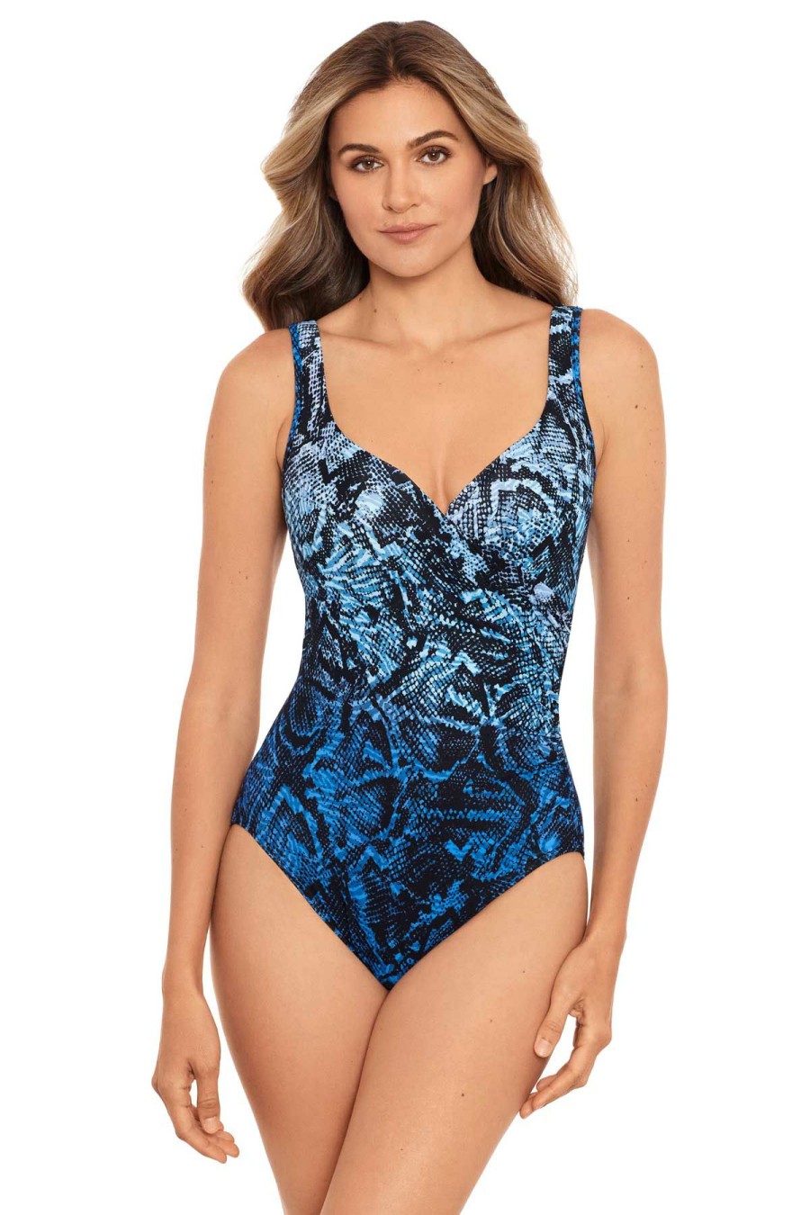 Women * | New Miraclesuit: One Piece Boa S It'S A Wrap Underwire Swimsuit Blue