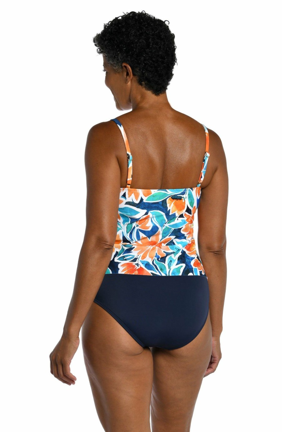 Women * | Opening Sales Maxine Plus Joyful Blooms Double Tiered Tankini Top Multi