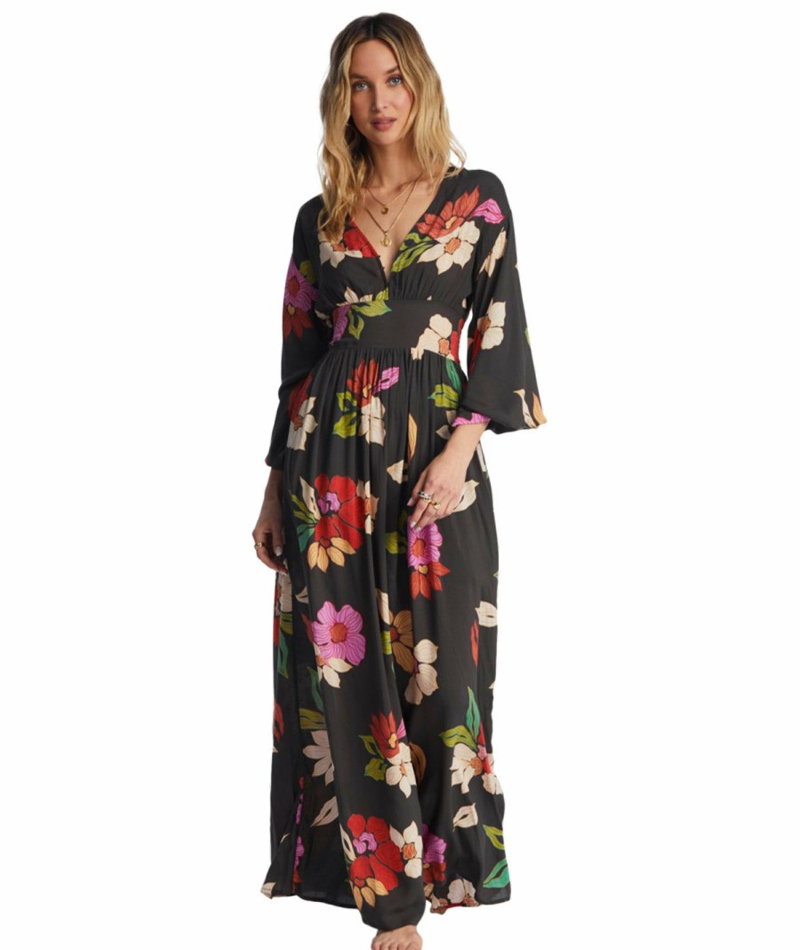 Clothing * | Opening Sales Billabong: Night Bloom Long Sleeve Maxi Dress Bpb