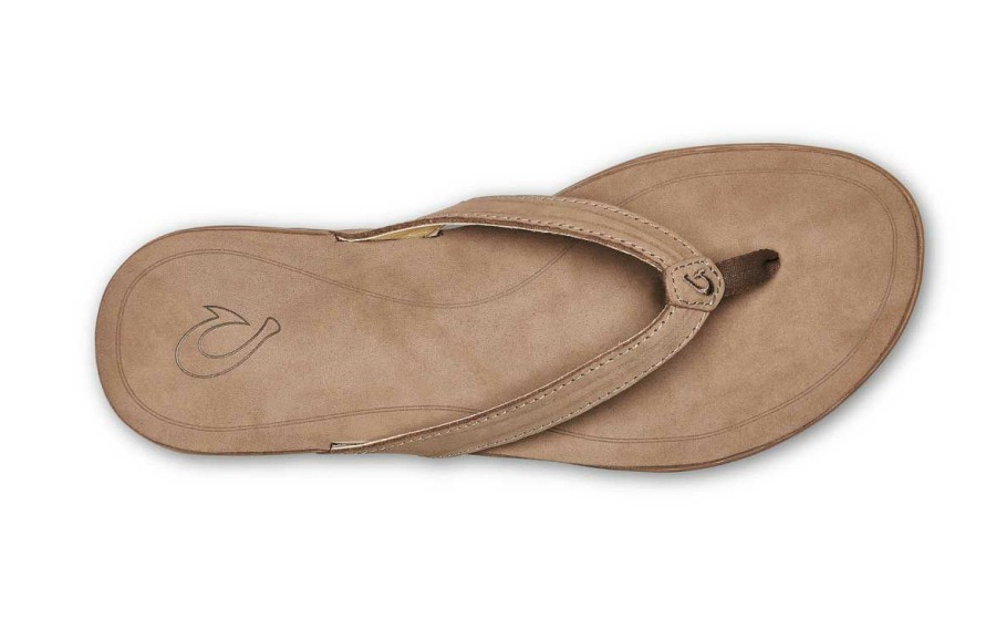 Accessories * | Official Olukai: Women'S 'Aukai Leather Sandals Tan/Tan