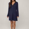 Clothing * | Low Price J.Valdi: Kira Ring Neck Tunic Navy