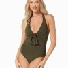 Women * | Store Vince Camuto: One Piece Jet Set Solids Tie Front Halter Dkftgue